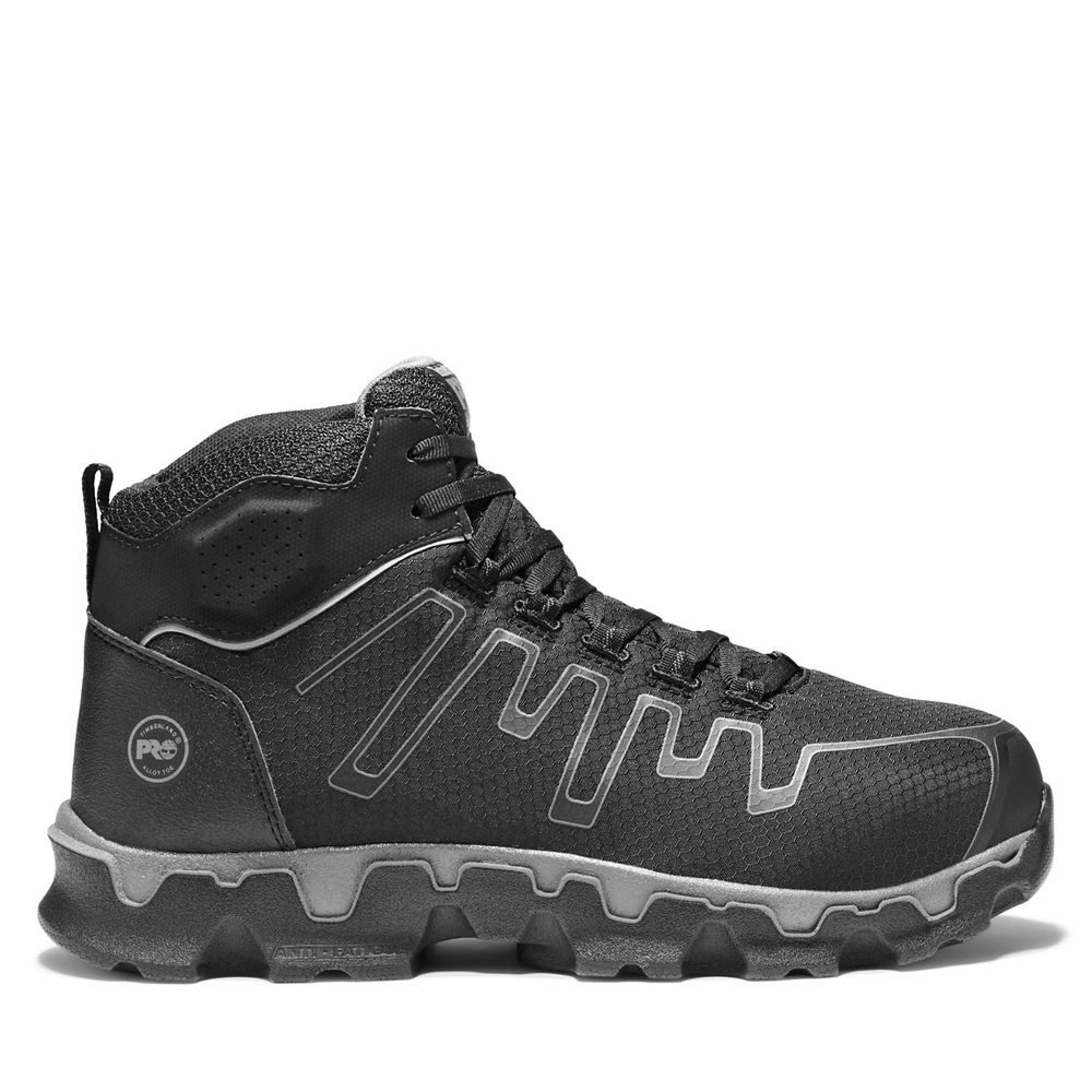 Bocanci Pro Timberland Barbati Negrii/Gri - Powertrain Mid Alloy Toe Eh Work Shoes - Romania - UQRKG